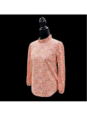 J. Crew Women Pink Liberty of London Phoebe Floral Top Long Sleeve XXS Coquette